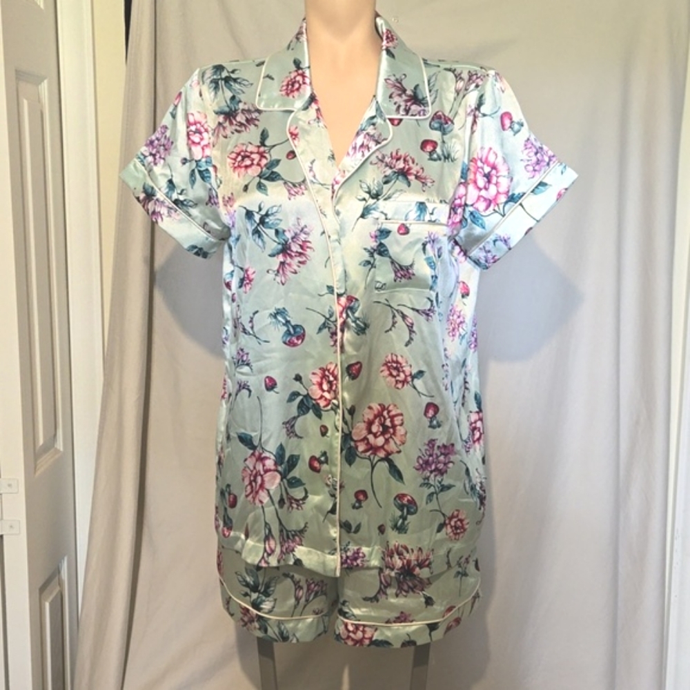 INC Satin floral pajama shorty set, NEW